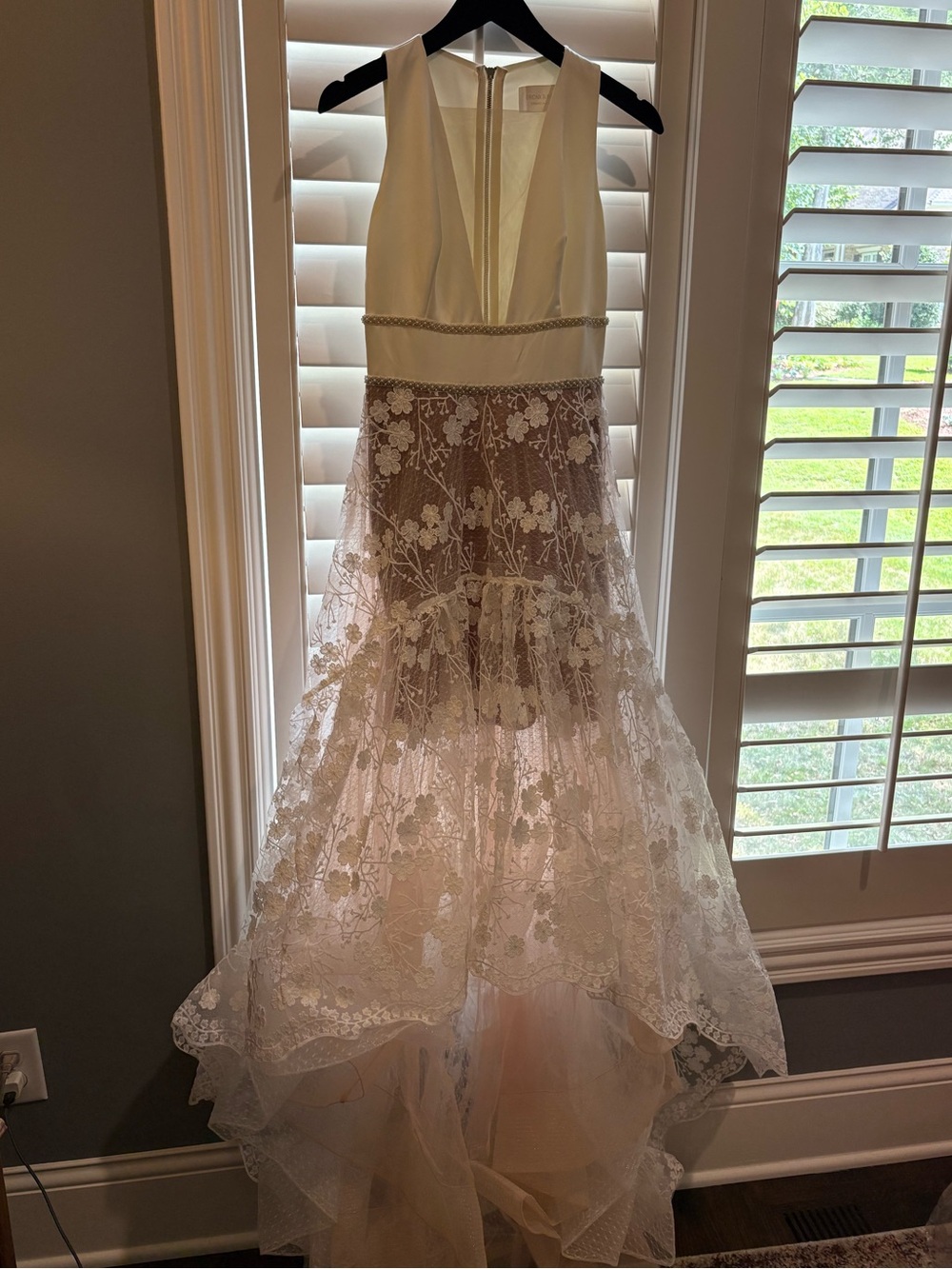 Bronx and Banco white lace special occasion dress